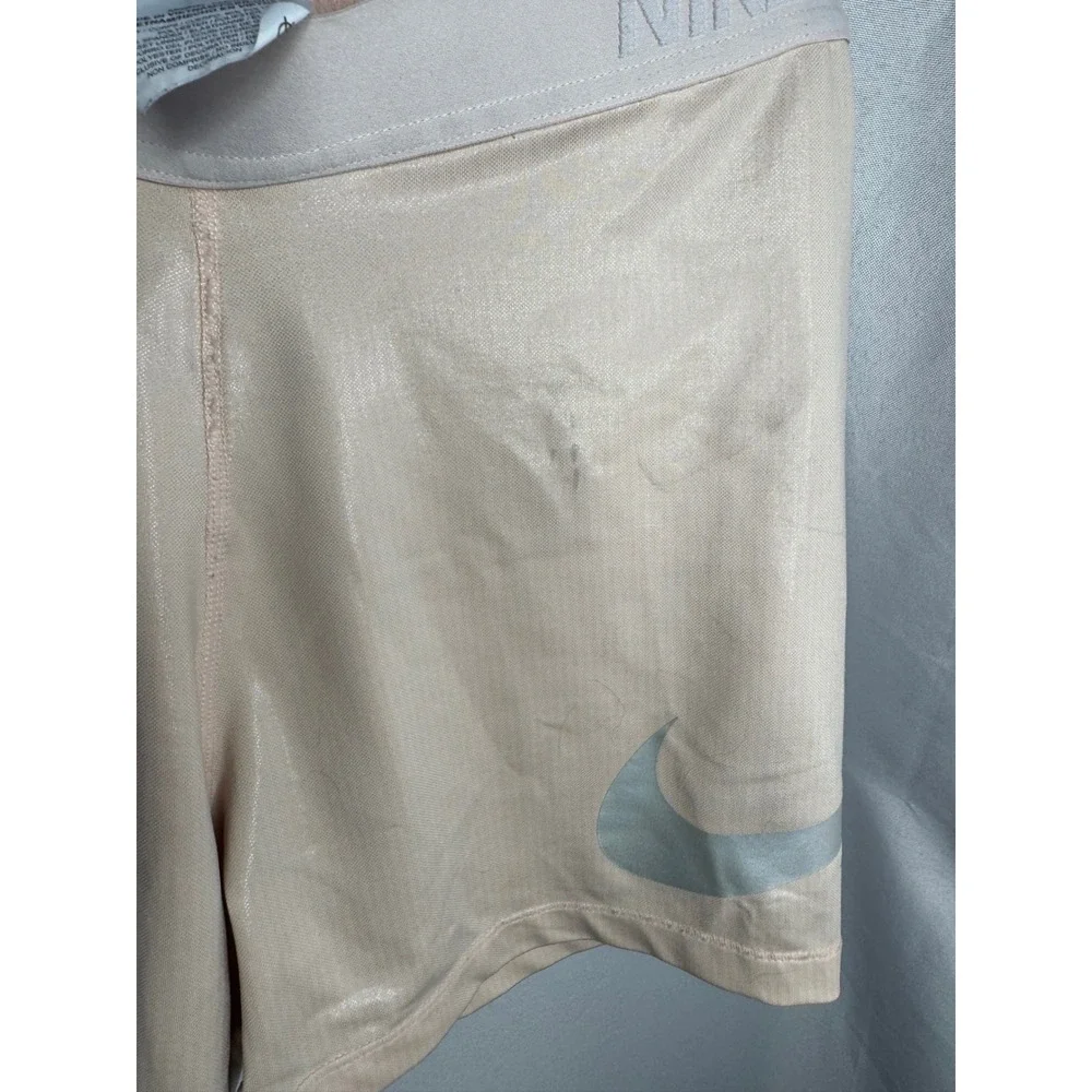 Nike Pro Dri-FIT Shimmer Metallic Compression Shorts Pink Womens Large L